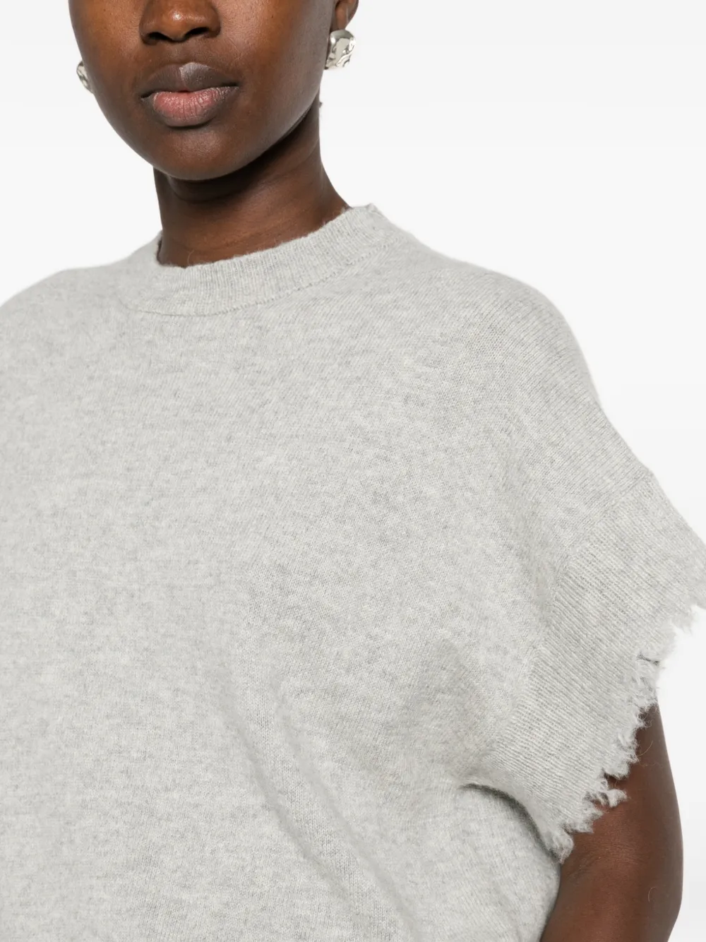 Antonelli Corsica frayed-edge short-sleeve sweater Grijs