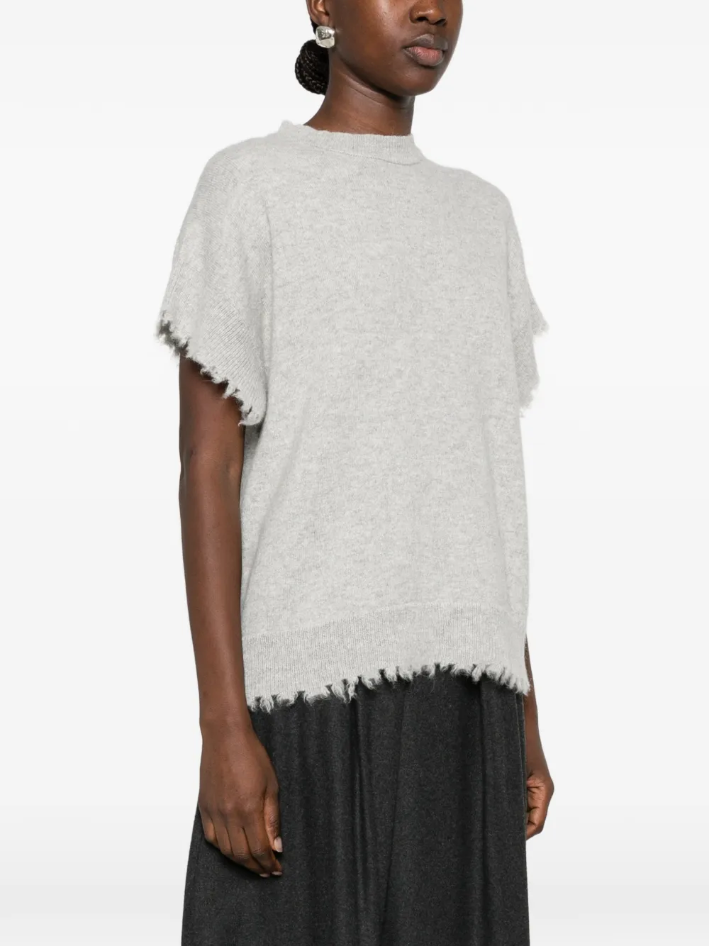 Antonelli Corsica frayed-edge short-sleeve sweater Grijs