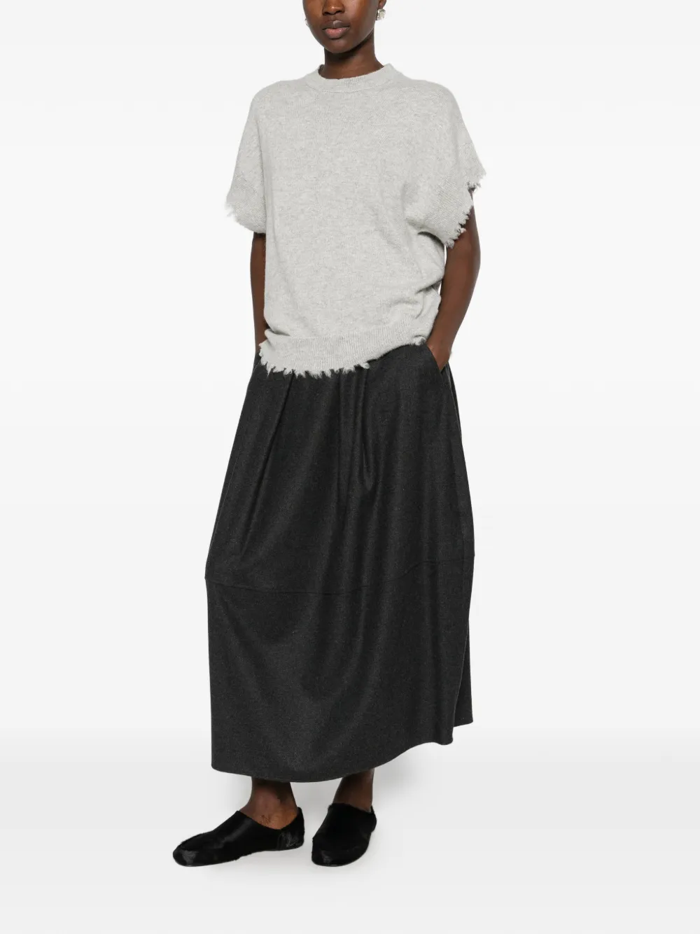 Antonelli Corsica frayed-edge short-sleeve sweater Grijs