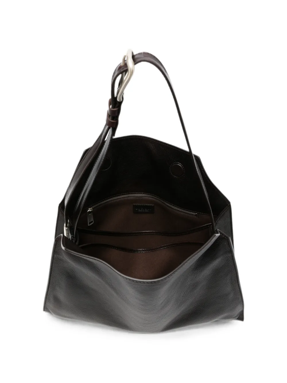 Orciani Leren shopper Bruin