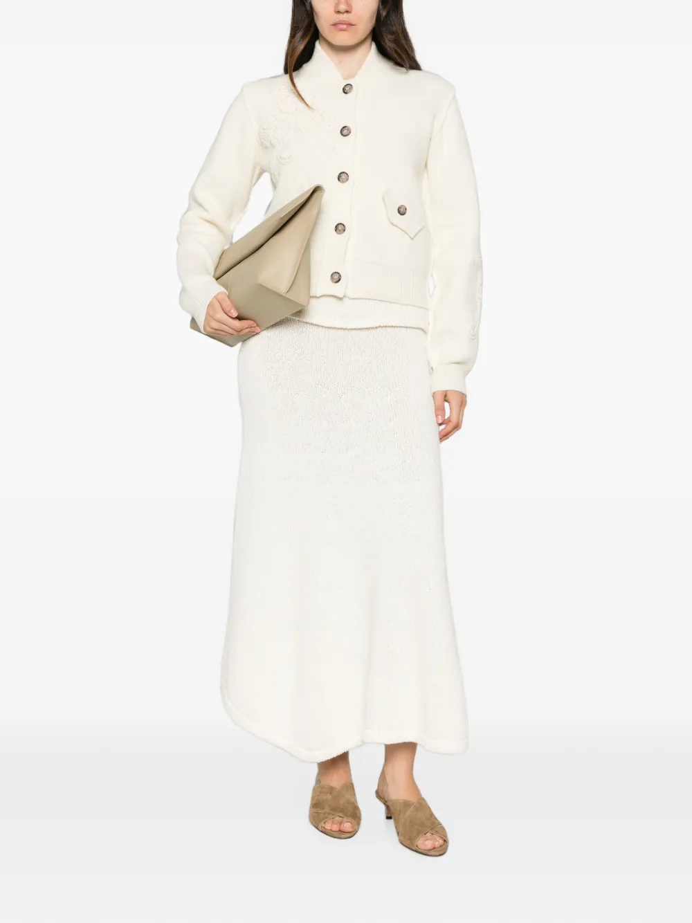 Ermanno Scervino Vest met gehaakte patch en knopen Beige