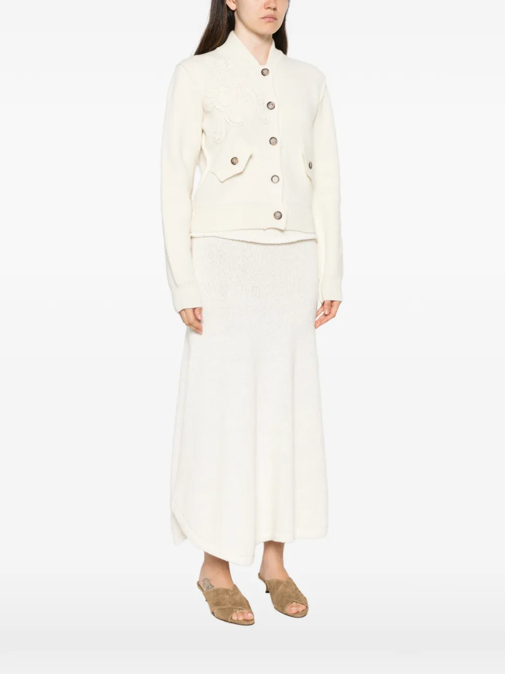 Ermanno Scervino Vest met gehaakte patch en knopen Beige