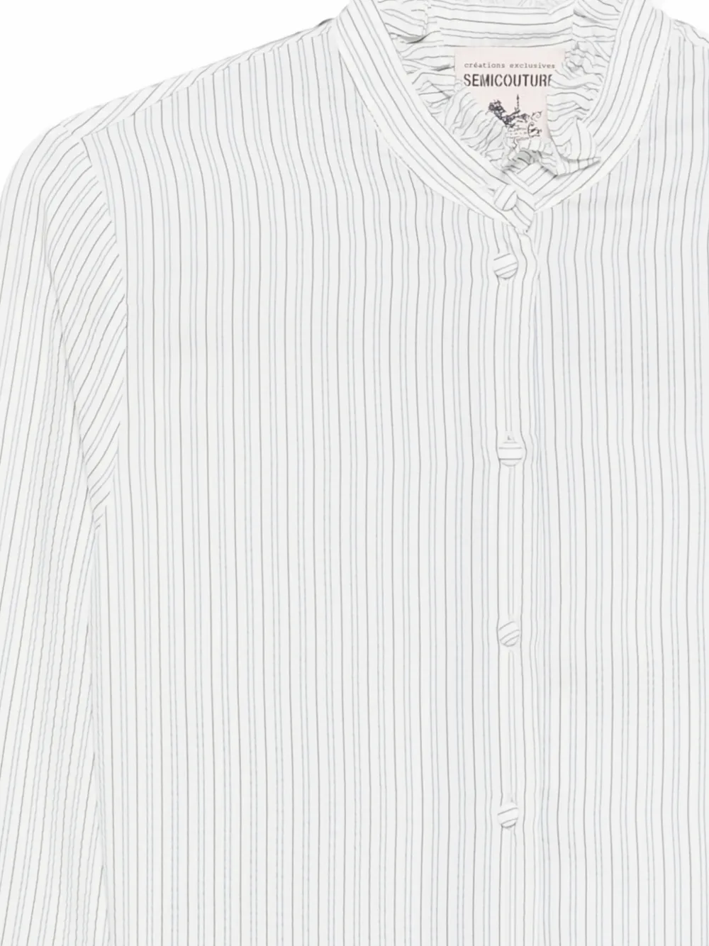 Semicouture Blouse met krijtstreep en ruches Wit