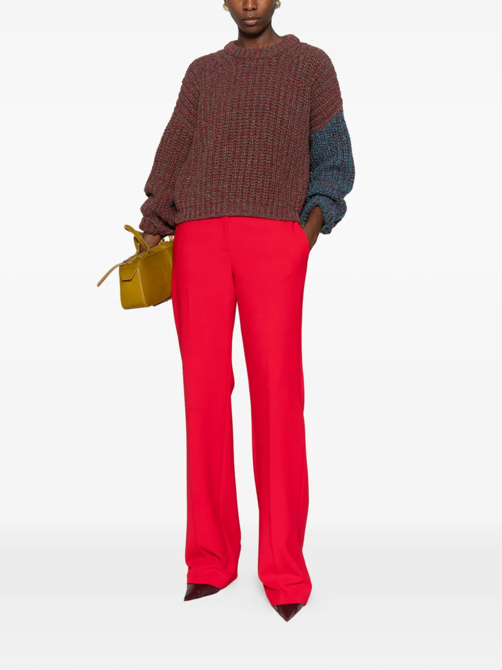 Elisabetta Franchi pressed-crease tailored trousers Rood