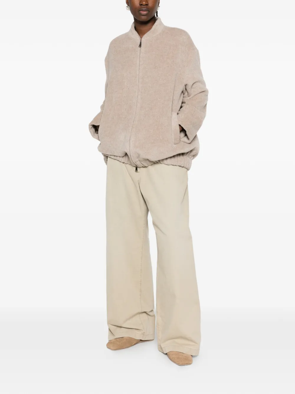 Antonelli zip-up bomber jacket Beige
