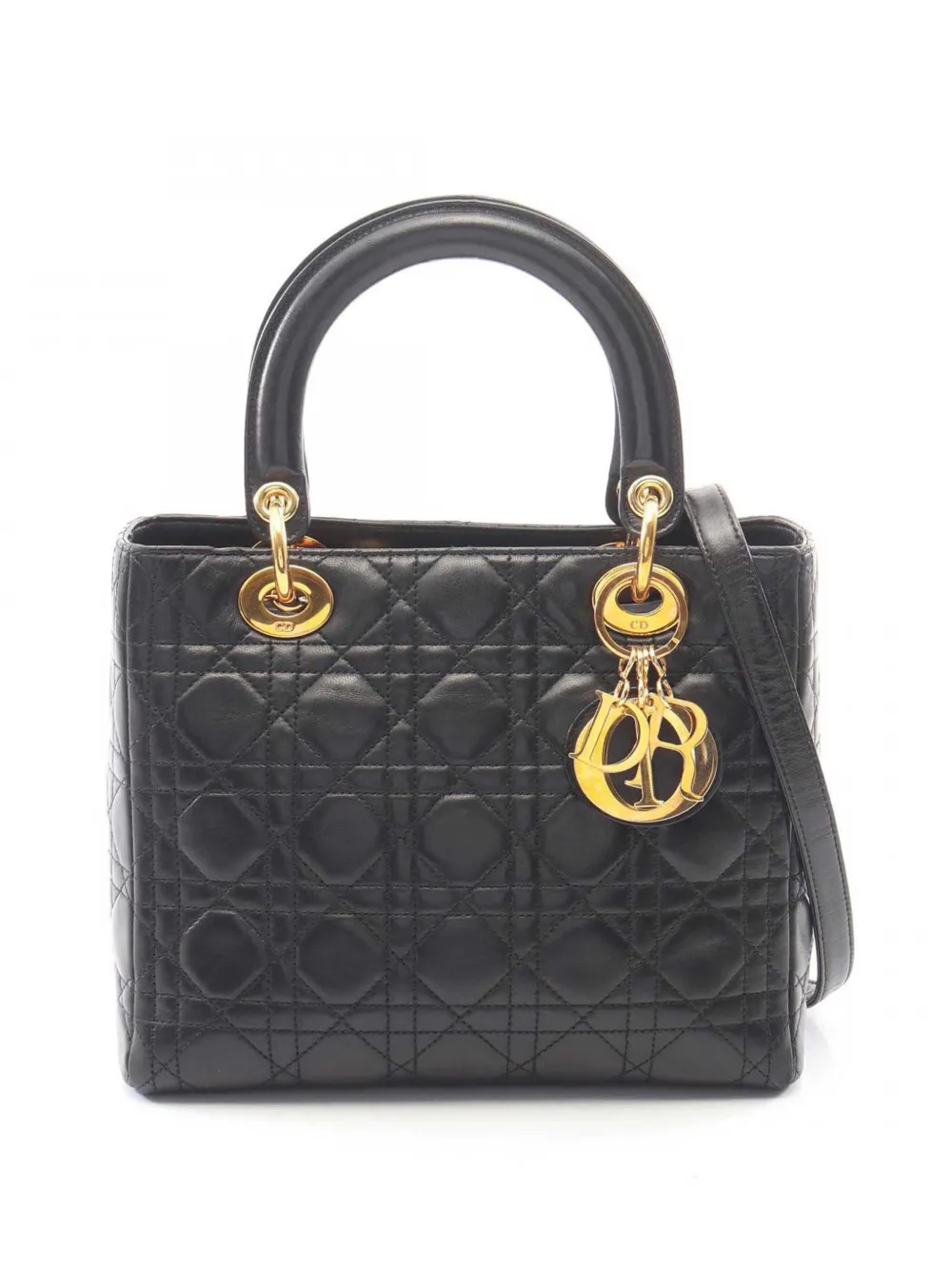 Christian Dior Pre-Owned 20th Century Medium Lambskin Cannage Lady Dior satchel - Black