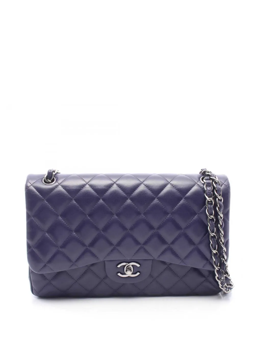 CHANEL Pre-Owned 2016-2017 Jumbo Classic Lambskin Double Flap shoulder bag - Purple