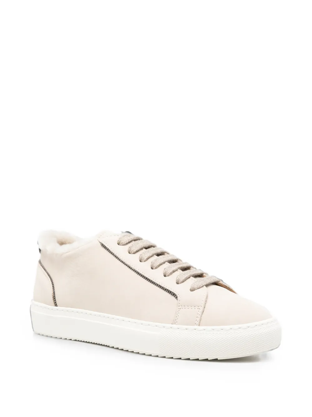 Doucal's shearling-trim sneakers Beige