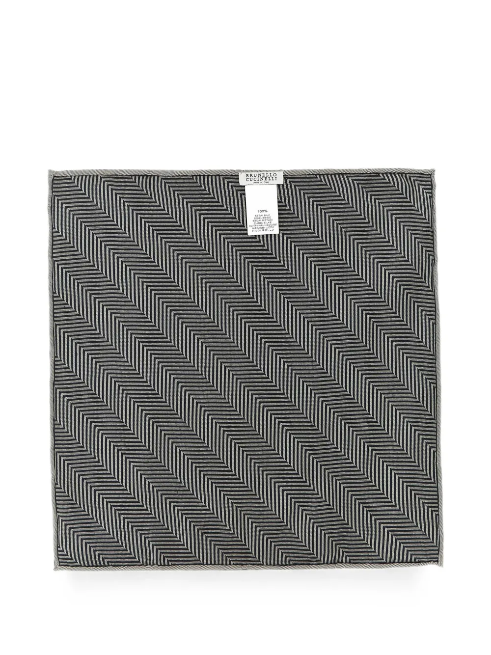 Brunello Cucinelli chevron-motif hand-sewn pocket square - Nero