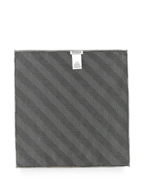 Brunello Cucinelli chevron-motif hand-sewn pocket square
