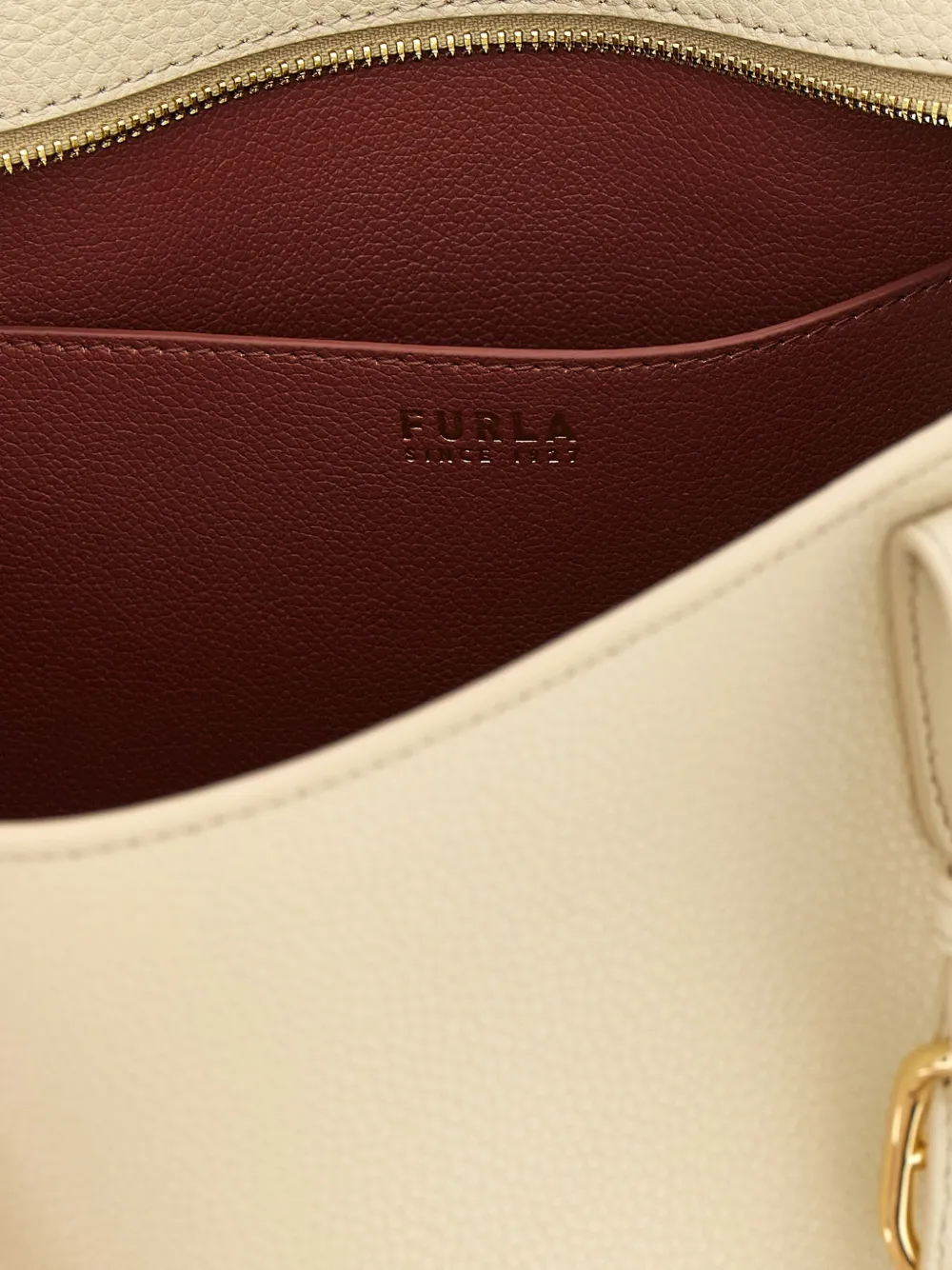 Furla Ava leren shopper met gehamerd-effect Beige