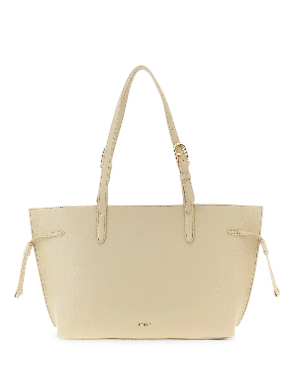 Furla Ava hammered leather tote bag - Neutrals