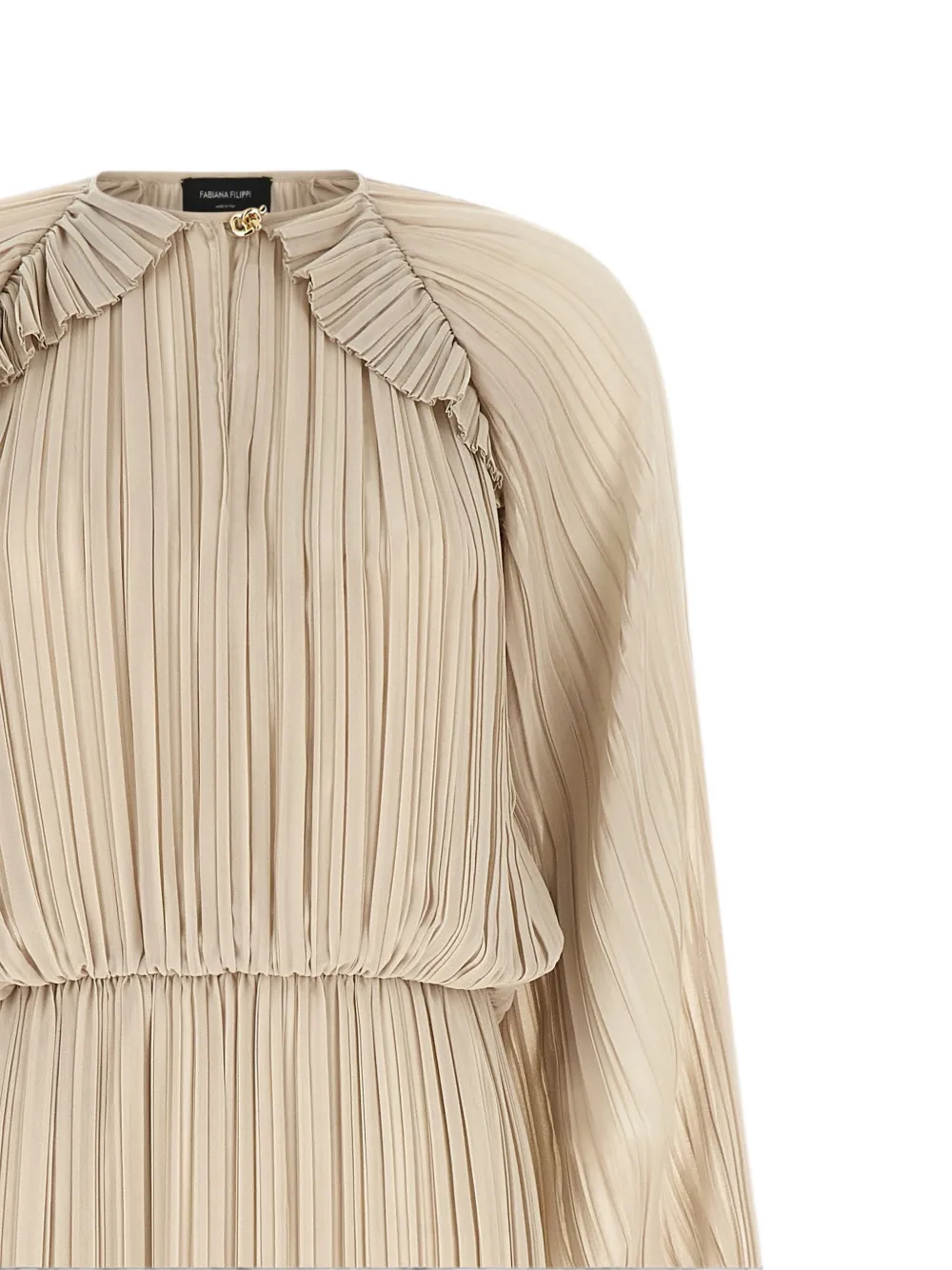 Fabiana Filippi Geplooide maxi-jurk met pofmouwen Beige