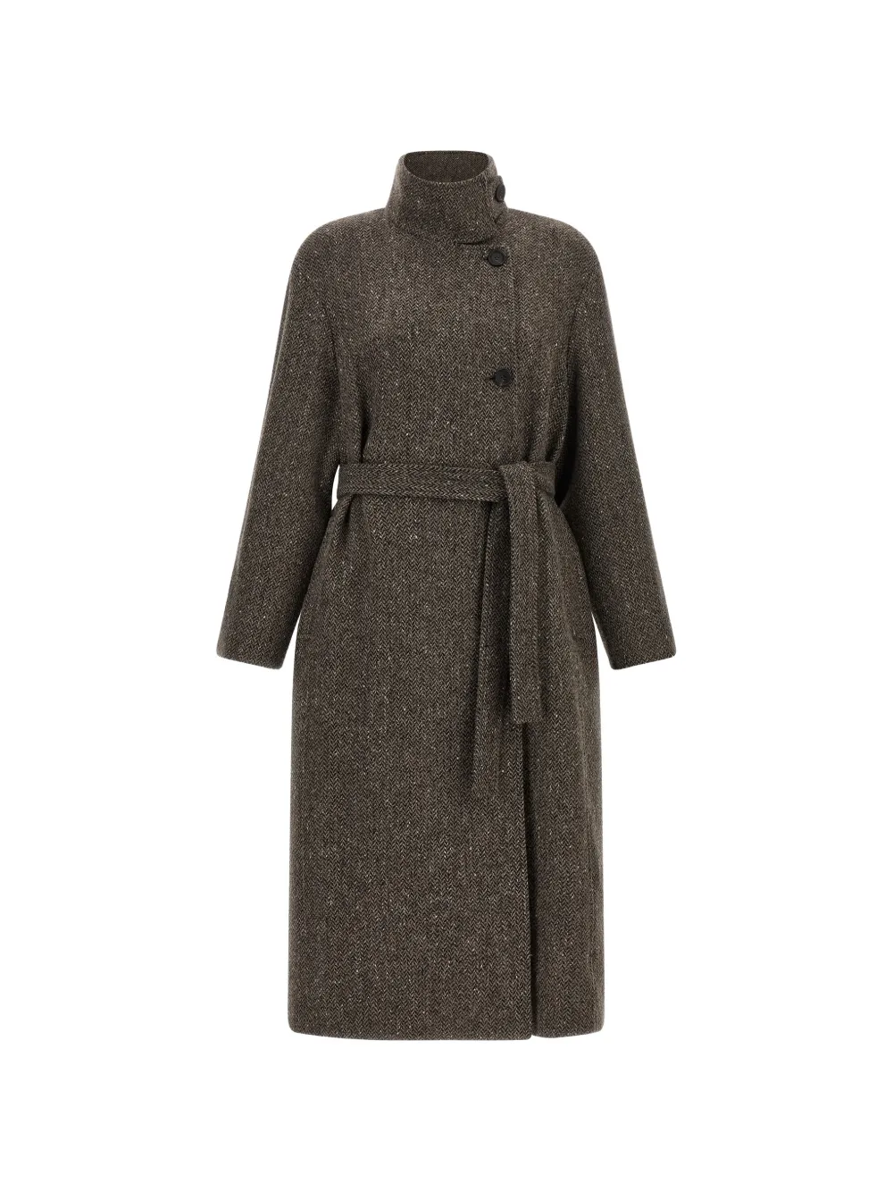 Brunello Cucinelli Sparkling chevron-pattern coat - Brown