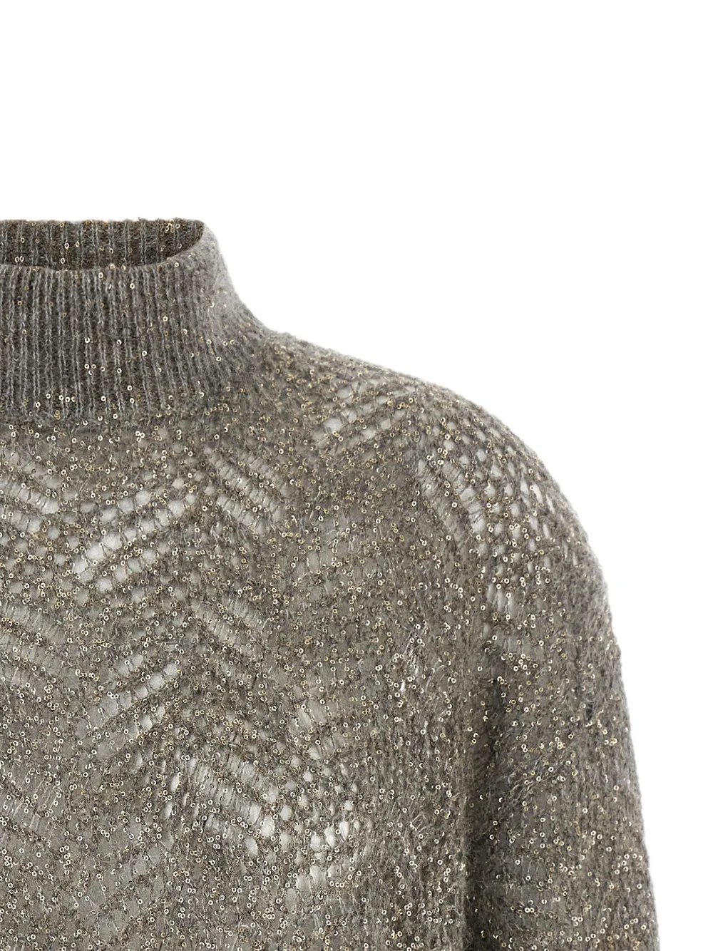 Brunello Cucinelli Dazzling Abstract Leaf trui verfraaid met pailletten Grijs