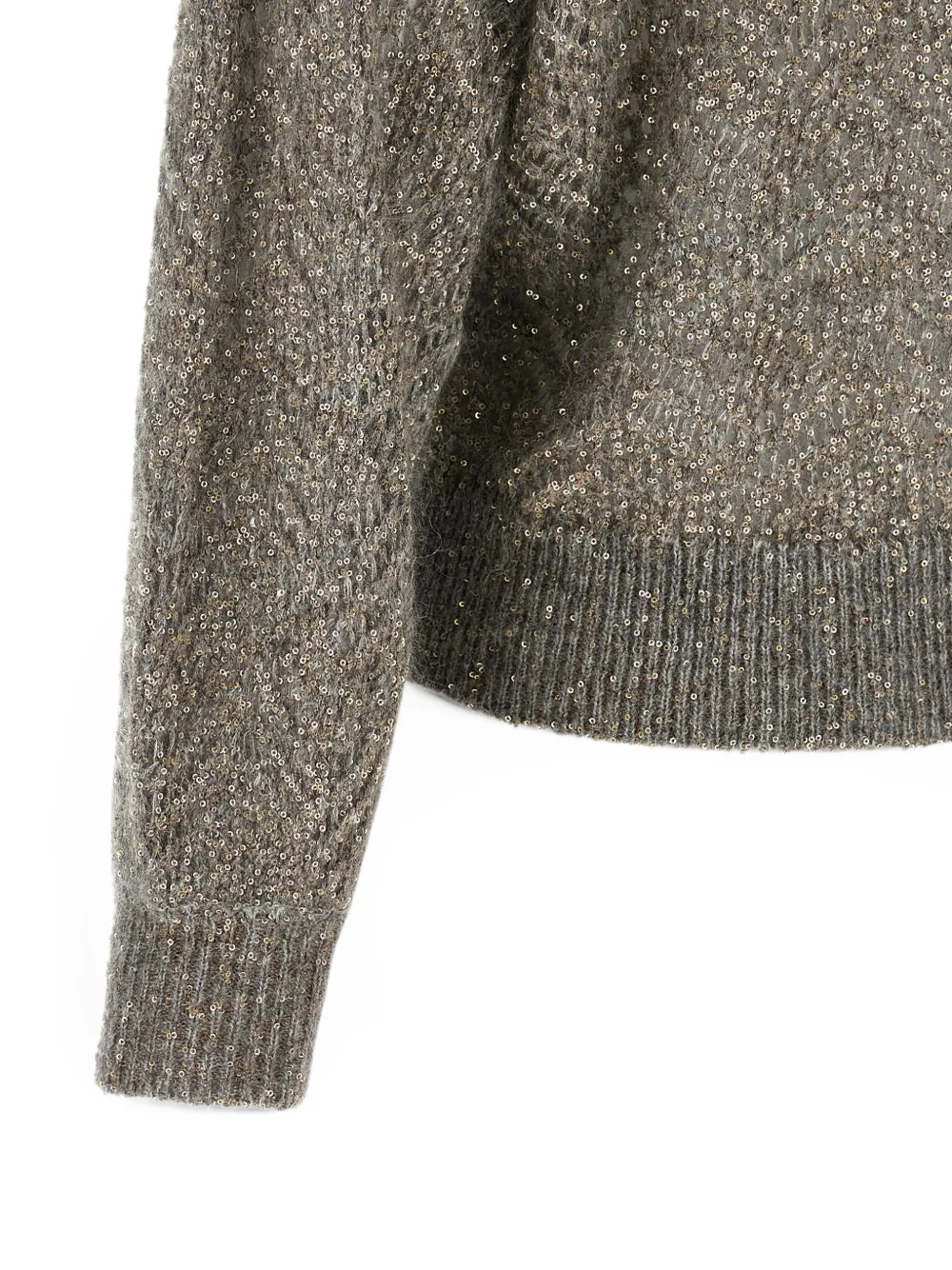 Brunello Cucinelli Dazzling Abstract Leaf trui verfraaid met pailletten Grijs