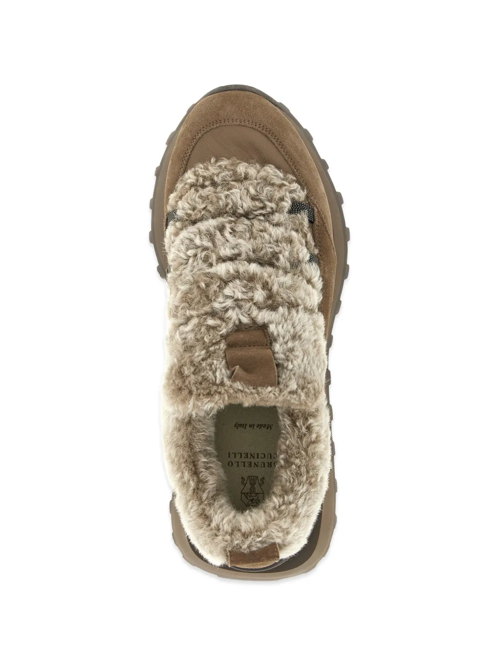 Brunello Cucinelli Monile Shearling-insert Sneakers in Brown, view 3