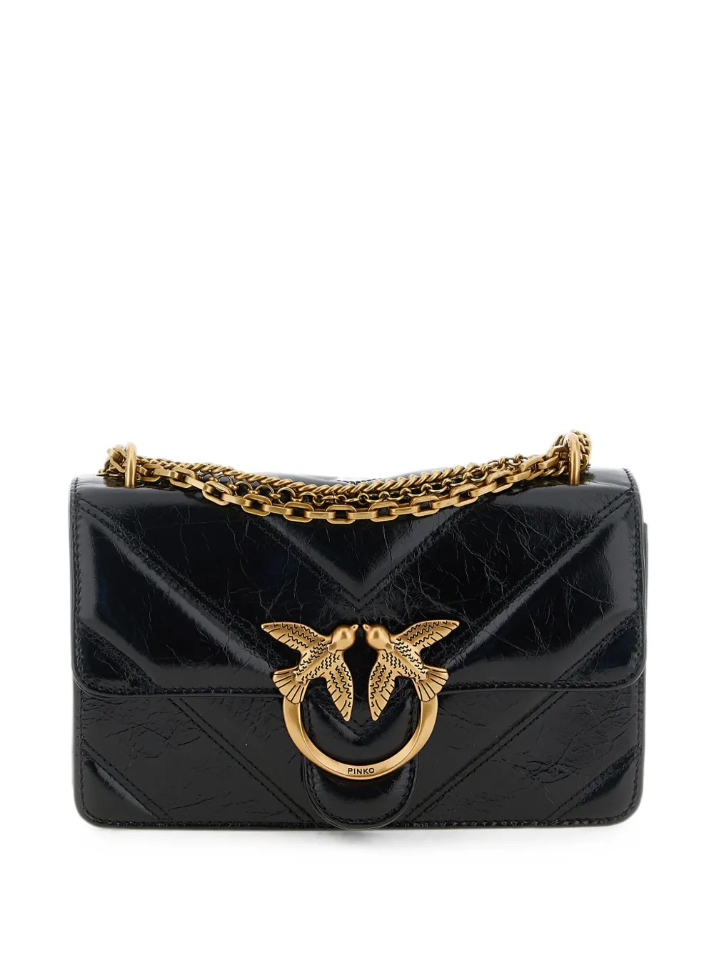 PINKO Love chevron-stitched shoulder bag - Schwarz