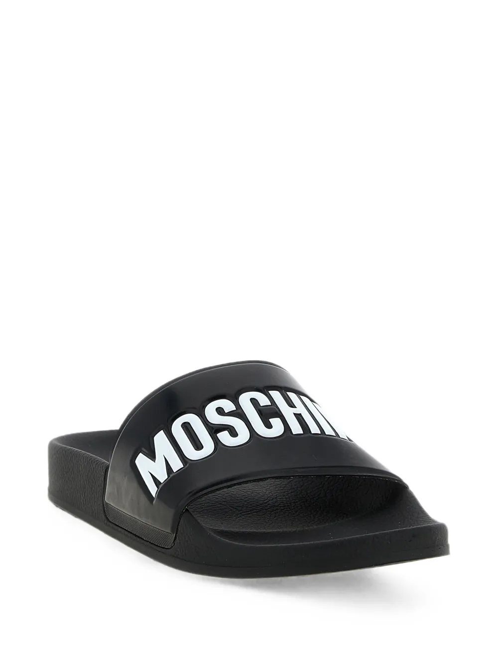 Moschino logo-embossed slides Zwart
