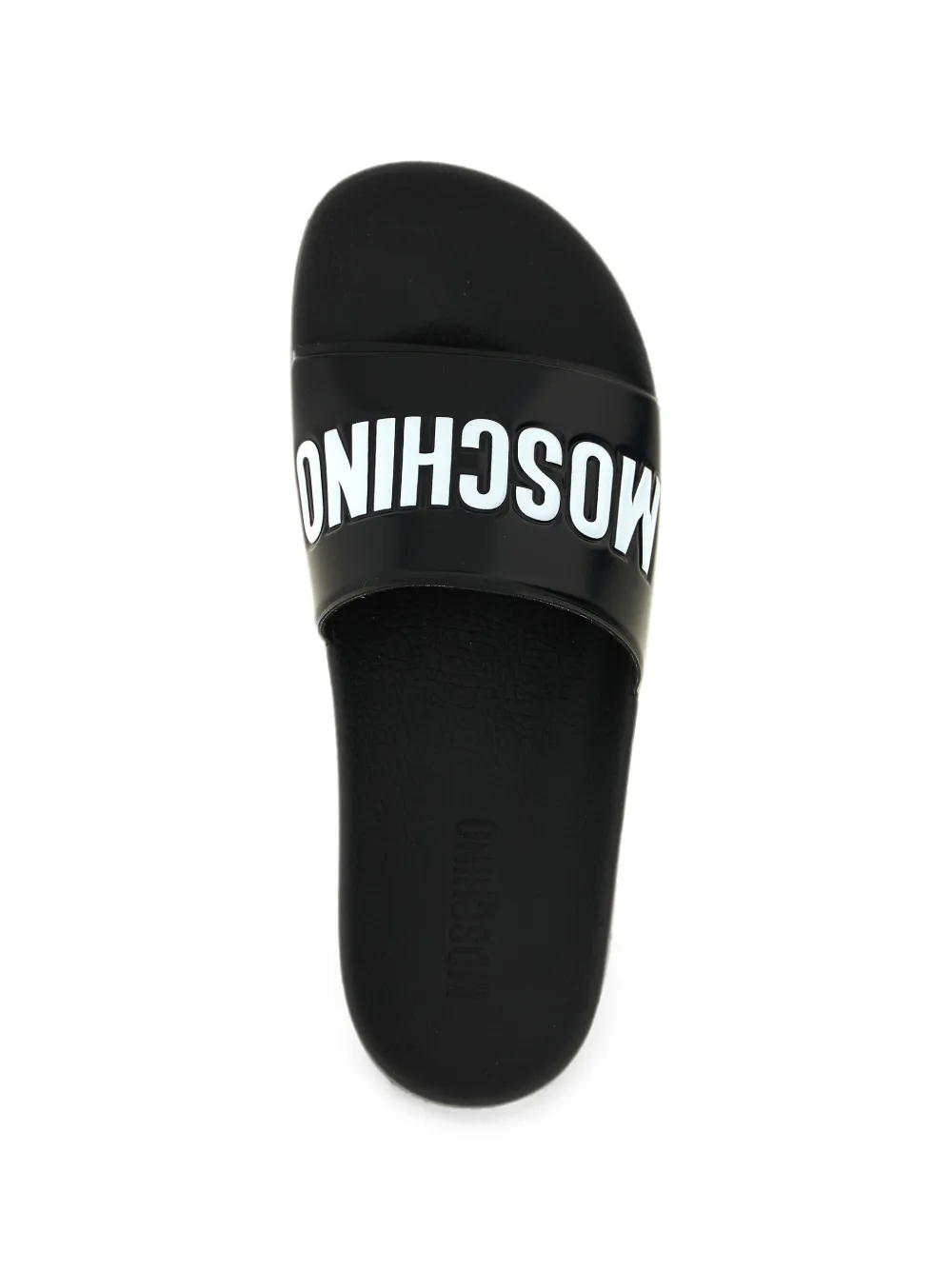 Moschino logo-embossed slides Zwart