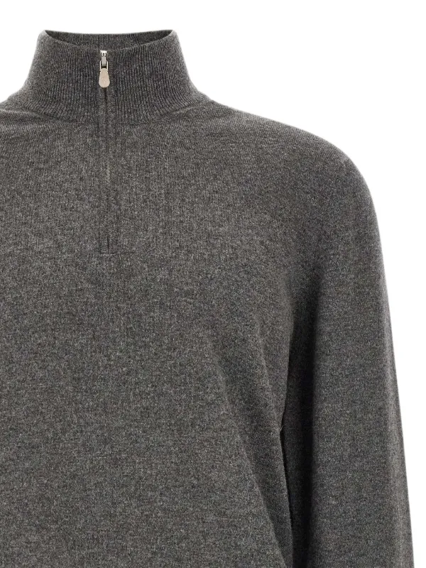 Brunello Cucinelli ハーフジップ カシミアセーター | グレー