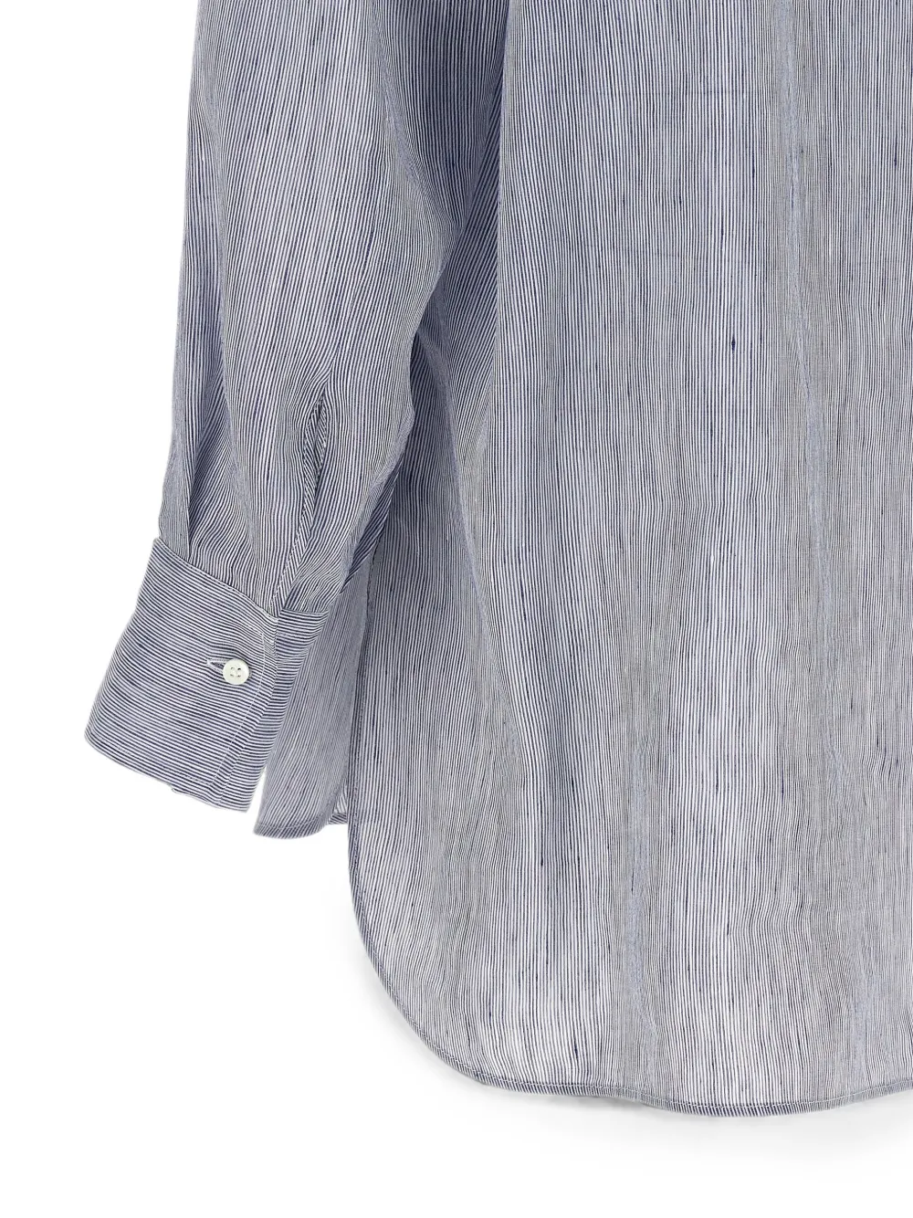 Brunello Cucinelli micro-striped hooded shirt Blauw