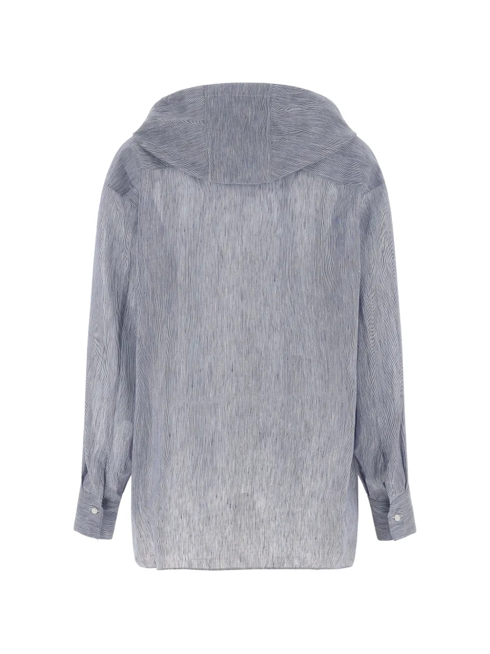 Brunello Cucinelli micro-striped hooded shirt Blauw