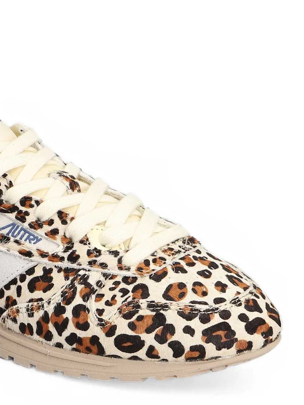 Autry Windspin Low leopard-print leather sneakers Beige