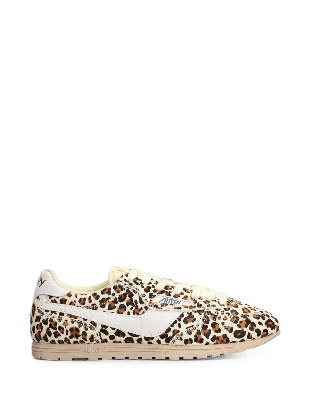 Autry Windspin Low leopard-print leather sneakers Beige