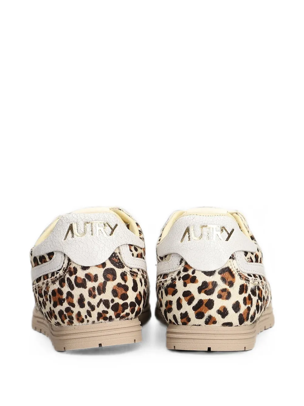 Autry Windspin Low leopard-print leather sneakers Beige