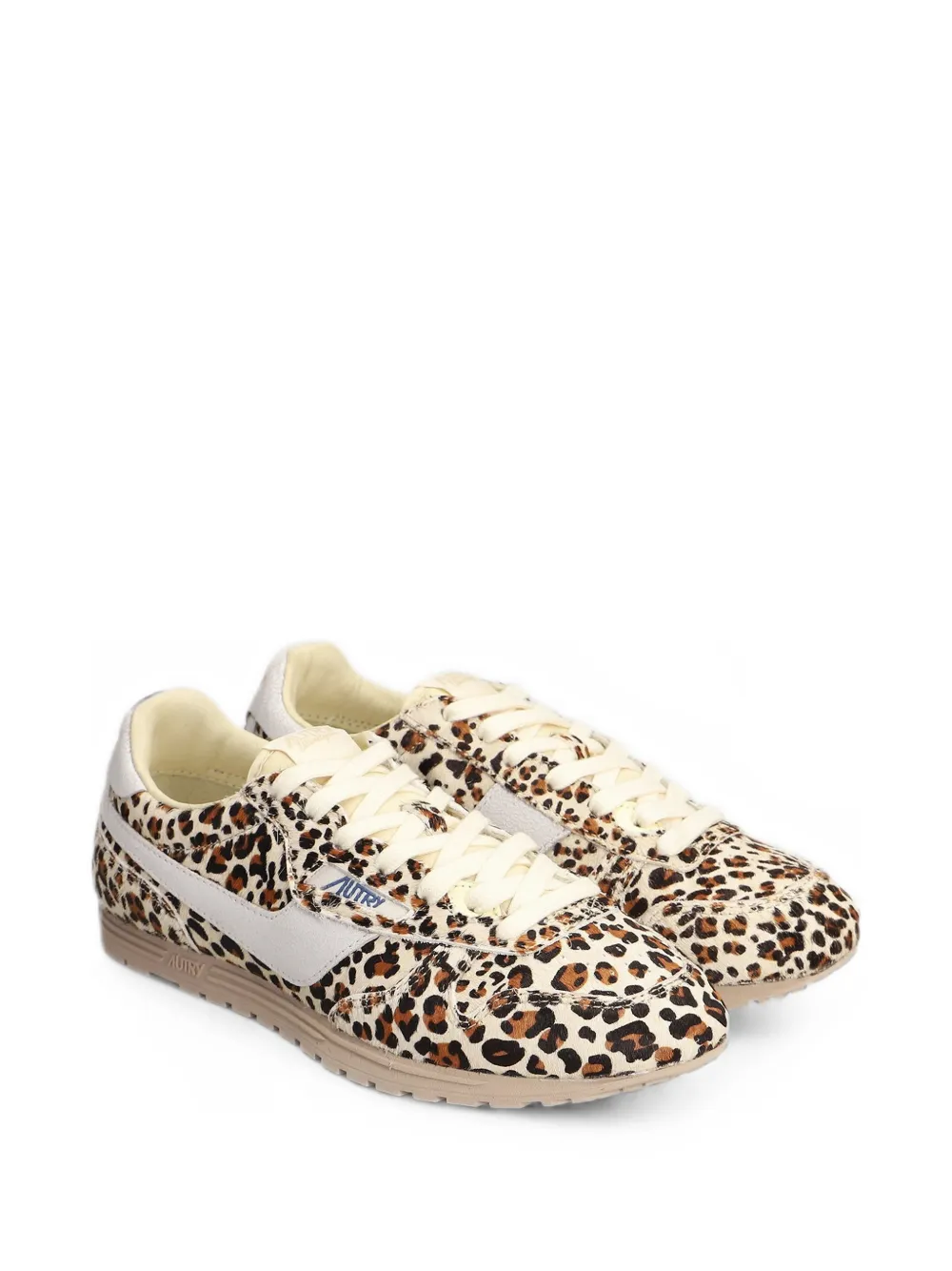Autry Windspin Low leopard-print leather sneakers Beige