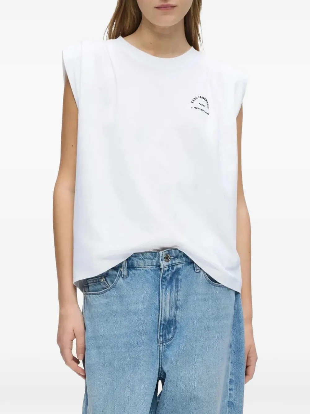 Karl Lagerfeld Tanktop met logoprint Wit