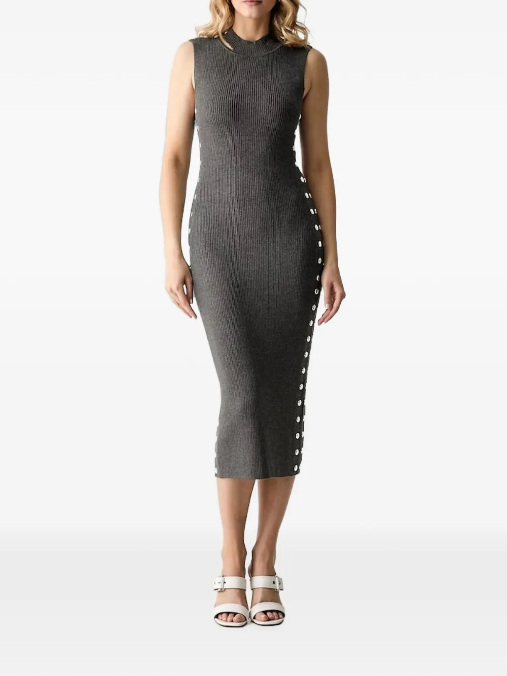 Karl Lagerfeld Geripptes Midikleid - Grau
