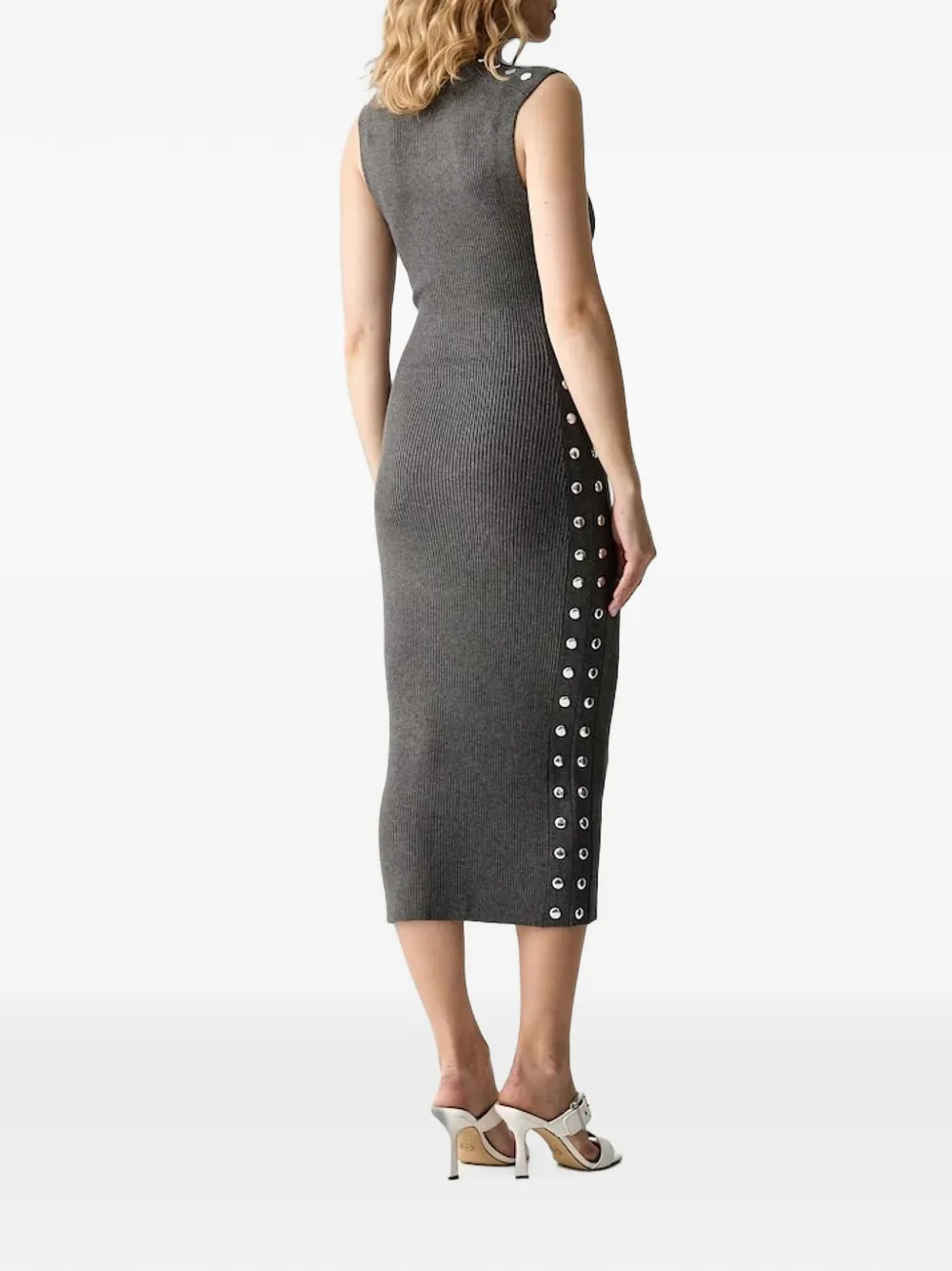 Karl Lagerfeld Geribbelde midi-jurk met studs Grijs