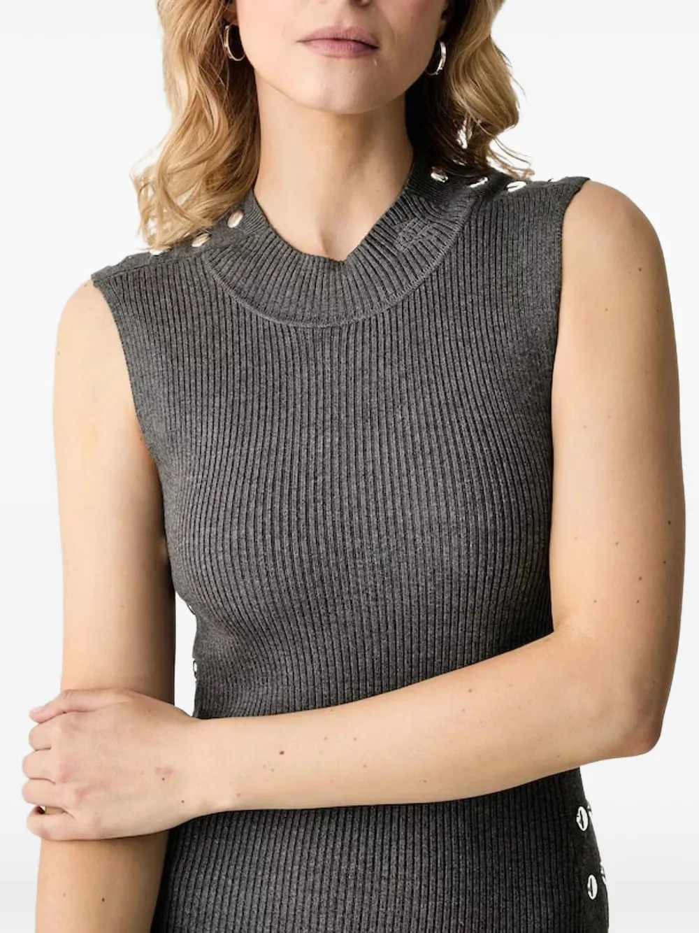 Karl Lagerfeld Geribbelde midi-jurk met studs Grijs