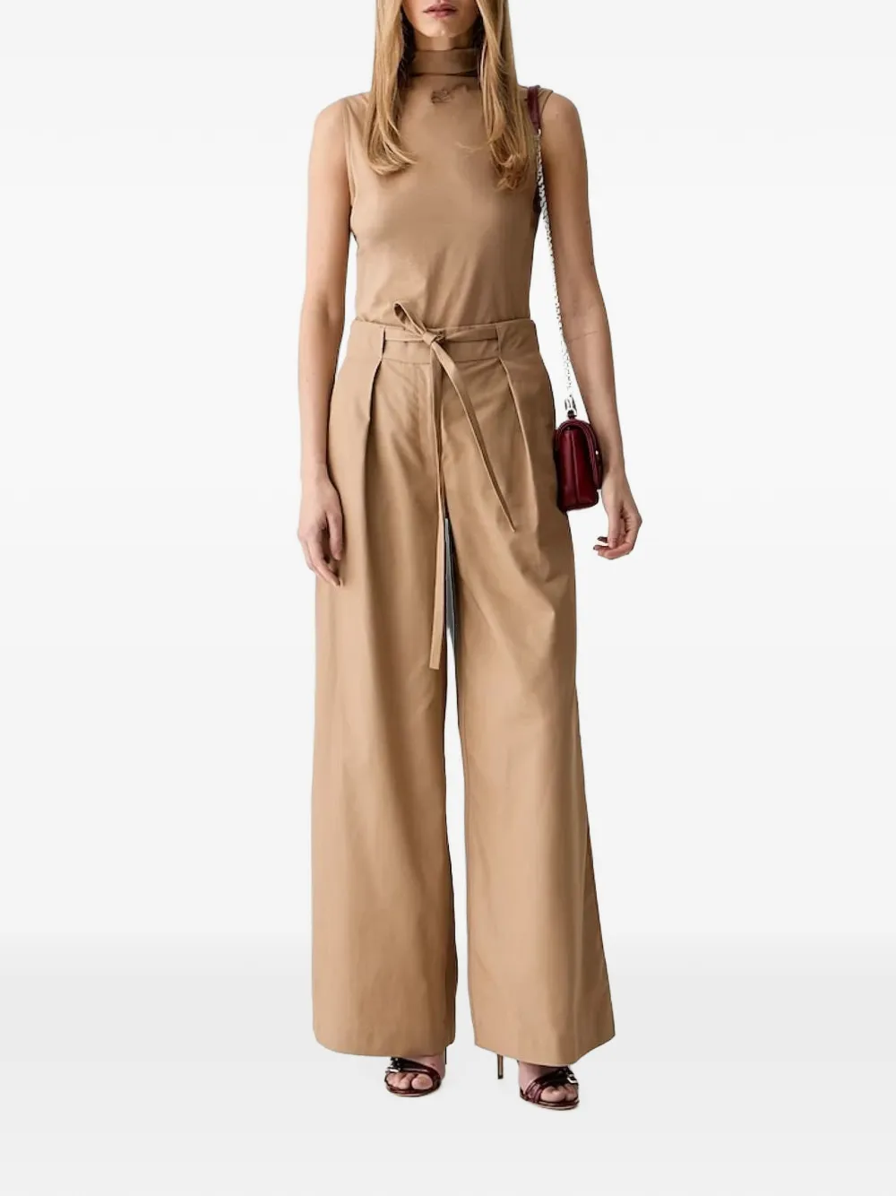 Karl Lagerfeld Plooibroek met ceintuur Beige