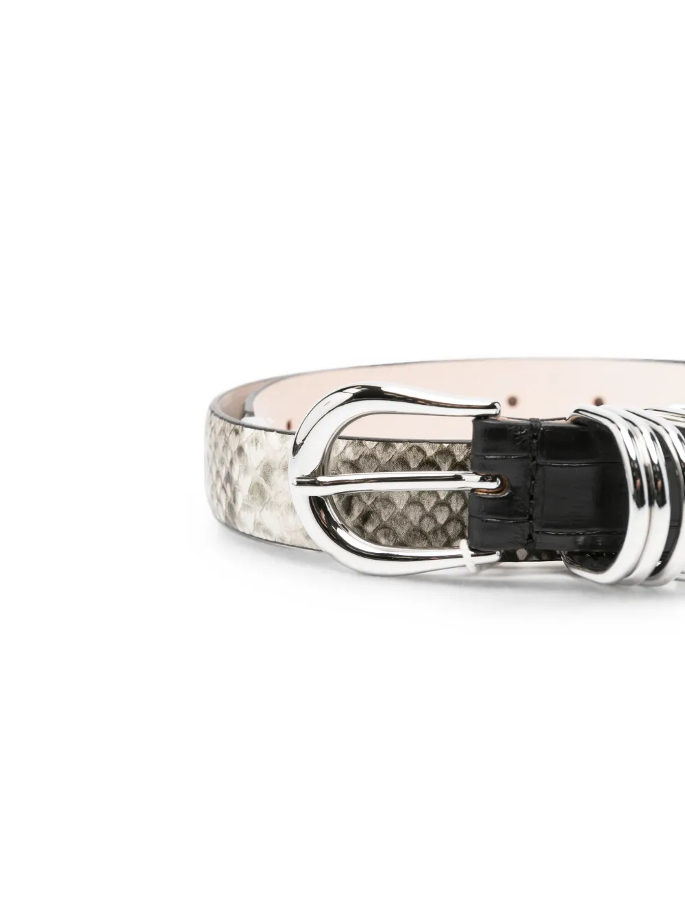 Déhanche Hollyhock riem met slangen-effect en krokodillen-effect Zwart