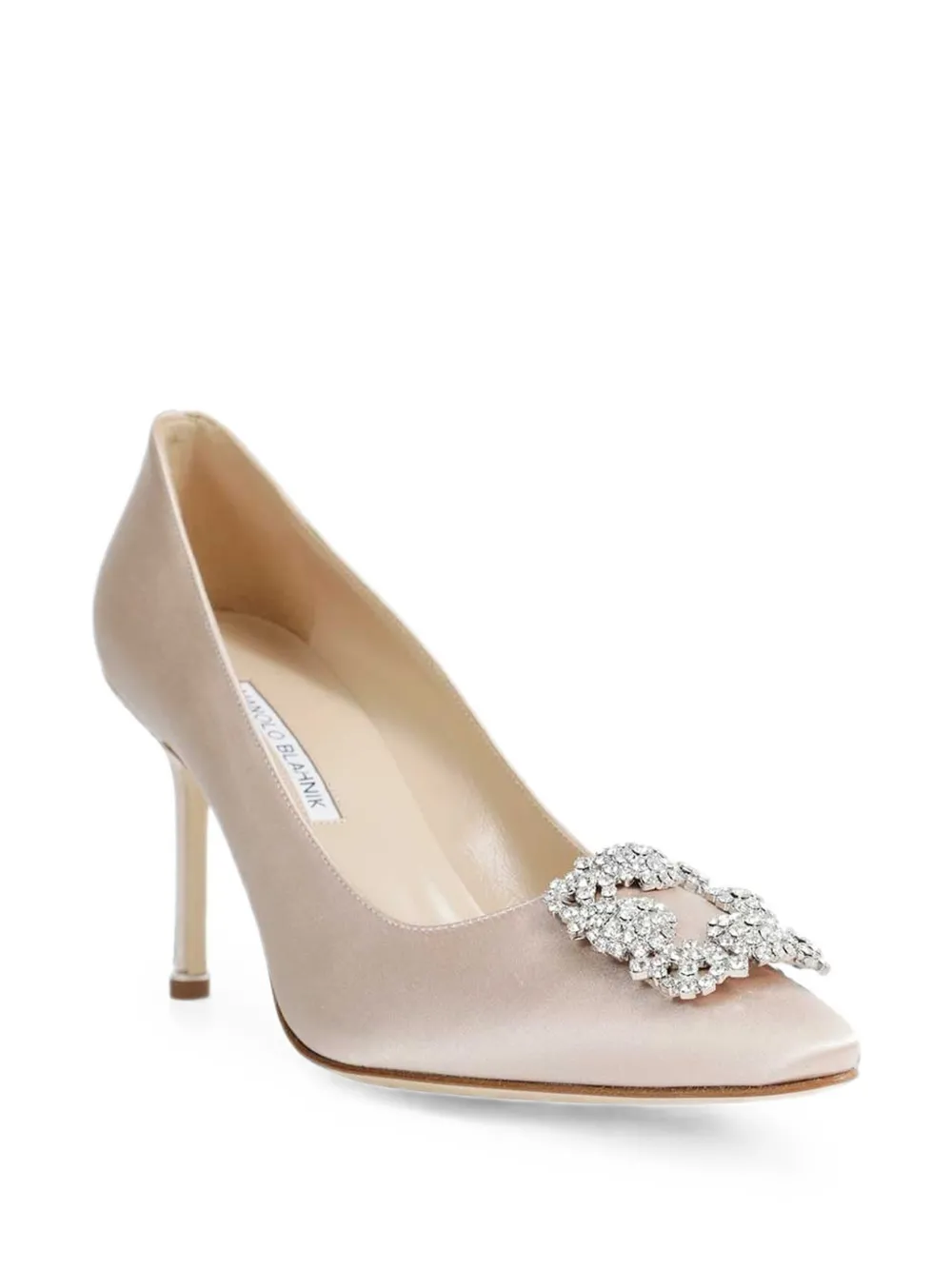 Manolo Blahnik Hangisi crystal-embellished heeled pumps Beige