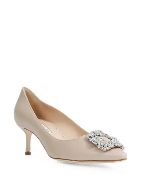 Manolo Blahnik Hangisi crystal-buckle heeled pumps