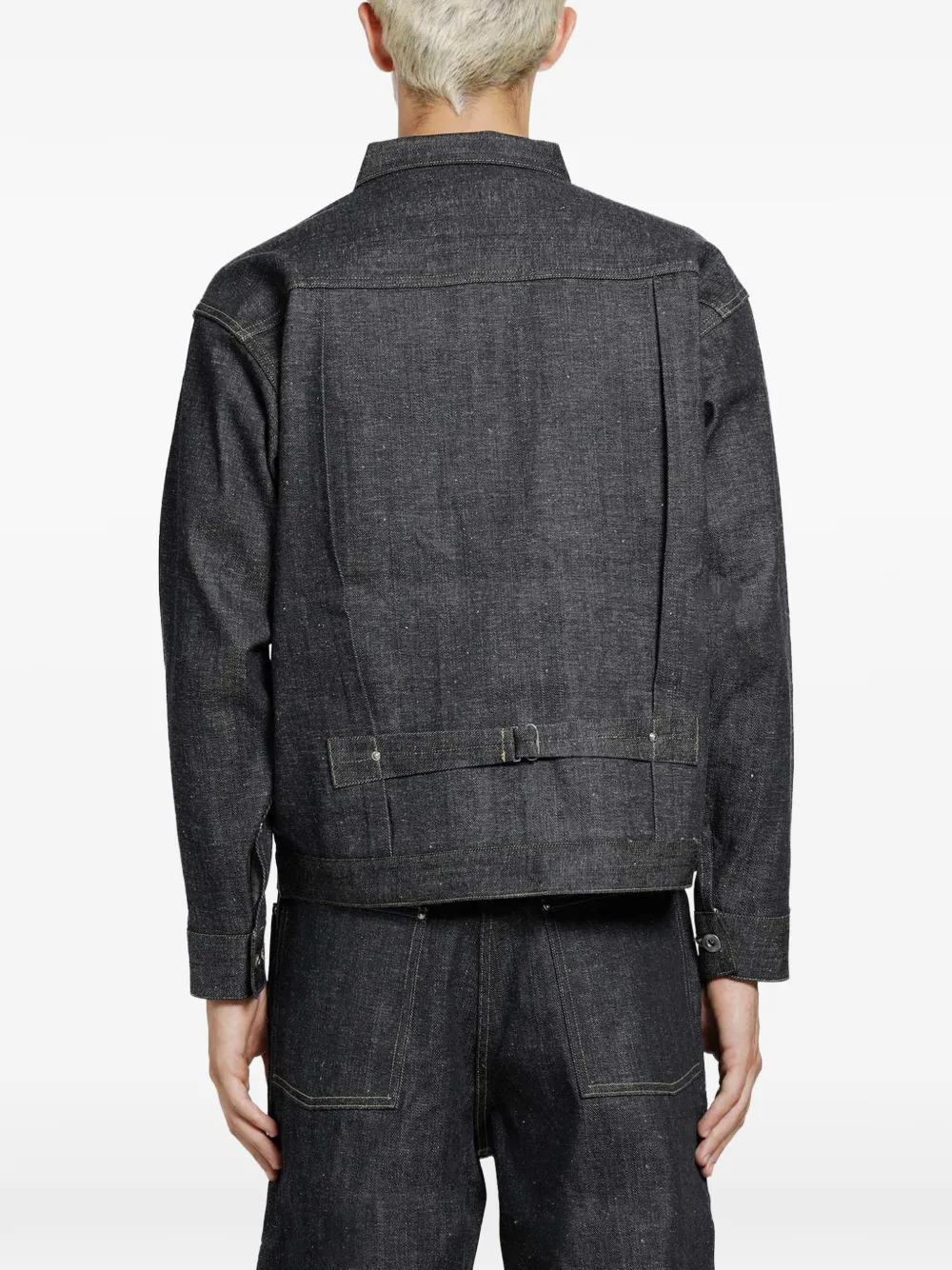 TAIGA TAKAHASHI Lot.703 Pleated Denim Jacket | Blue | FARFETCH