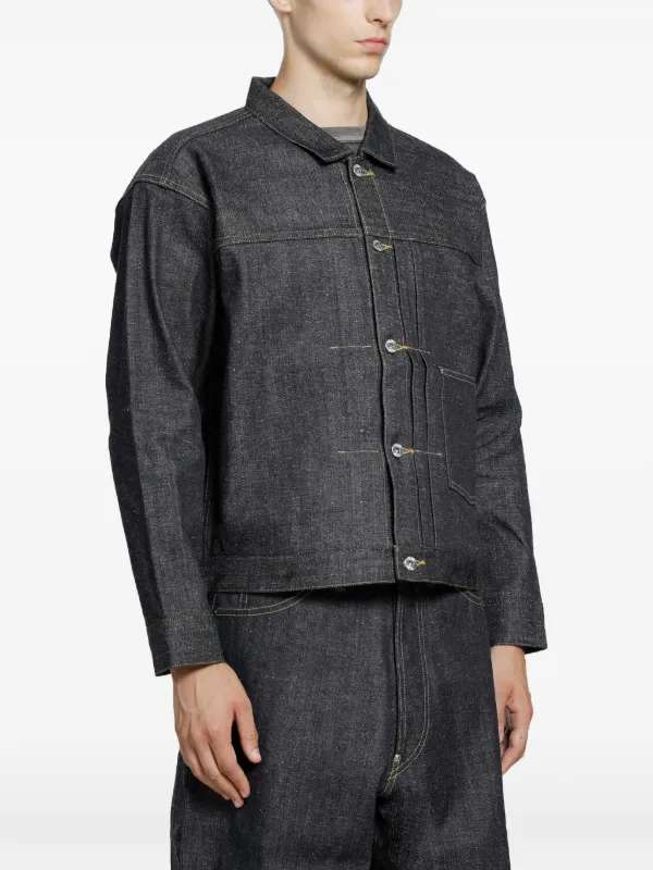 TAIGA TAKAHASHI Lot.703 Pleated Denim Jacket | Blue | FARFETCH