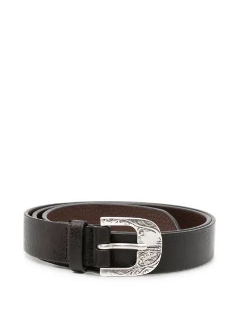 Orciani engraved-buckle leather belt