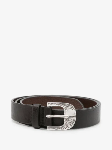 Orciani engraved-buckle leather belt
