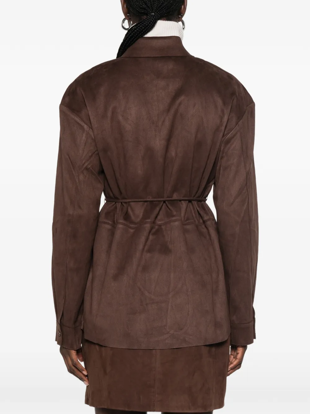 Eleh Blouse van imitatiesuède met ceintuur Bruin