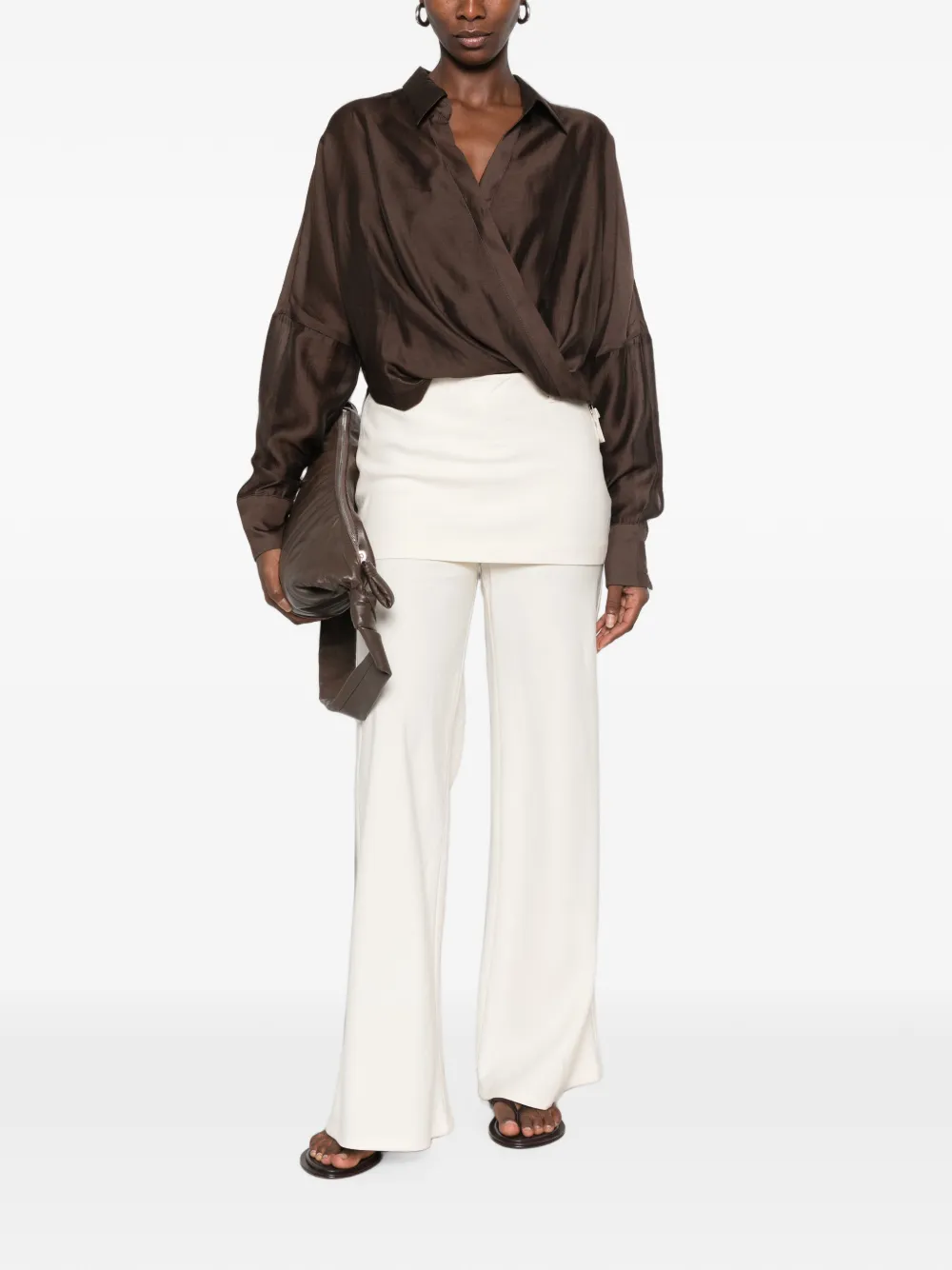 Eleh Blouse met gewikkelde voorkant Bruin