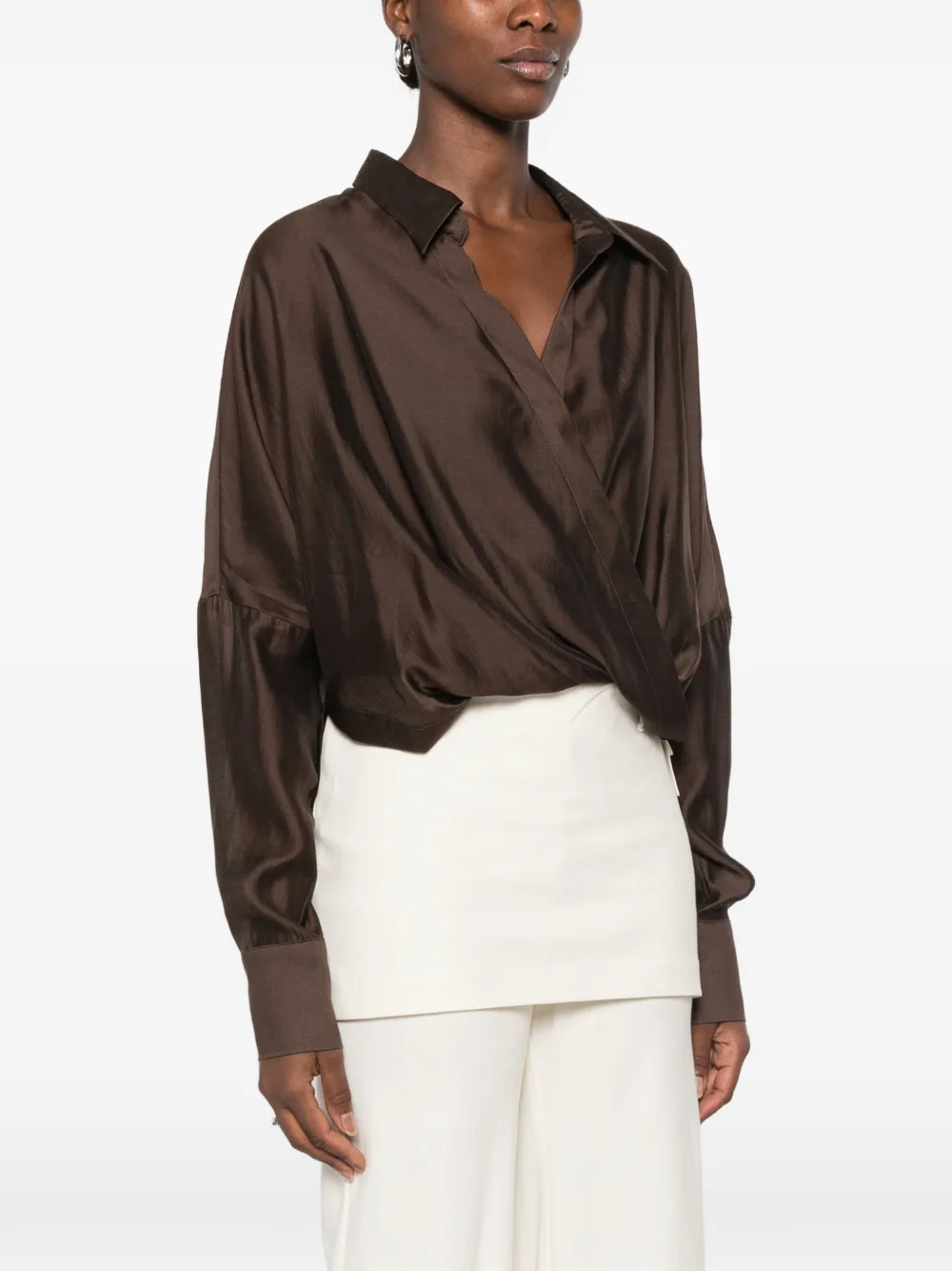Eleh Blouse met gewikkelde voorkant Bruin