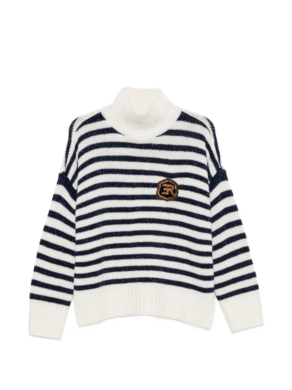 ERMANNO FIRENZE striped logo-patch sweater - Bianco