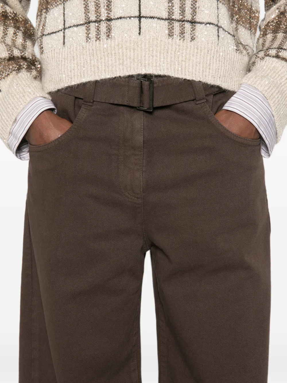 Brunello Cucinelli Broek met wijde pijpen Bruin