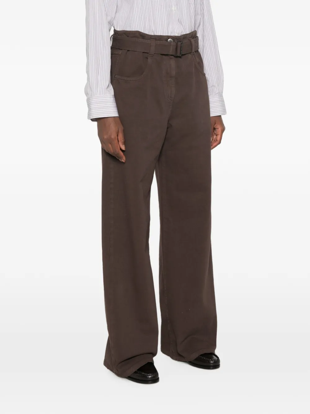 Brunello Cucinelli Broek met wijde pijpen Bruin