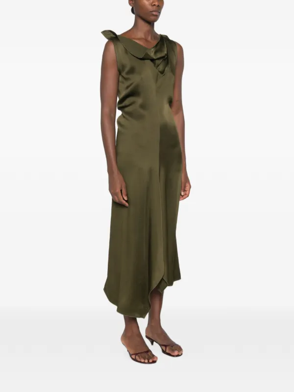 Victoria Beckham Ruffled Asymmetric Dress | Green